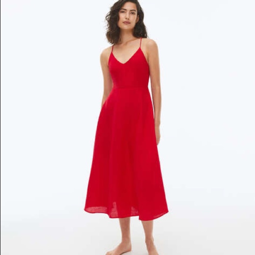 OYSHO - Red Strappy Linen Dress - size small - worn twice